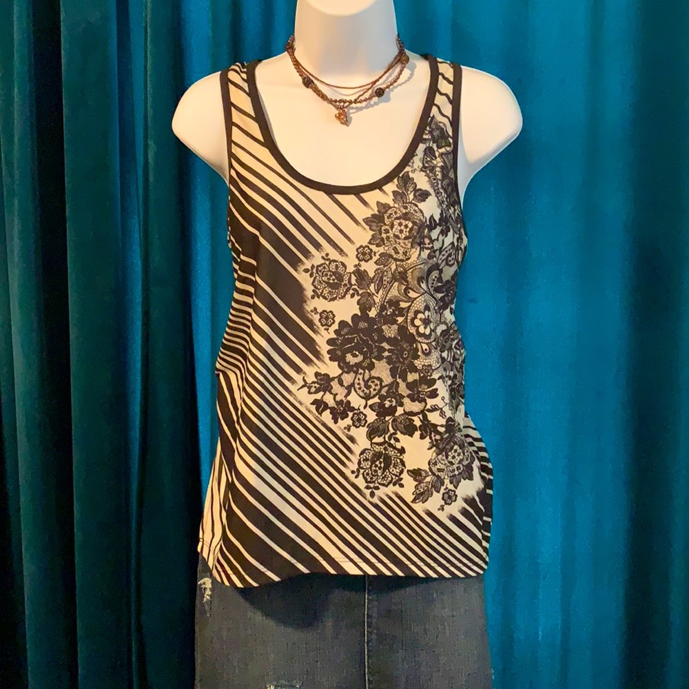 American Rag racer back tank top cream and brown.
